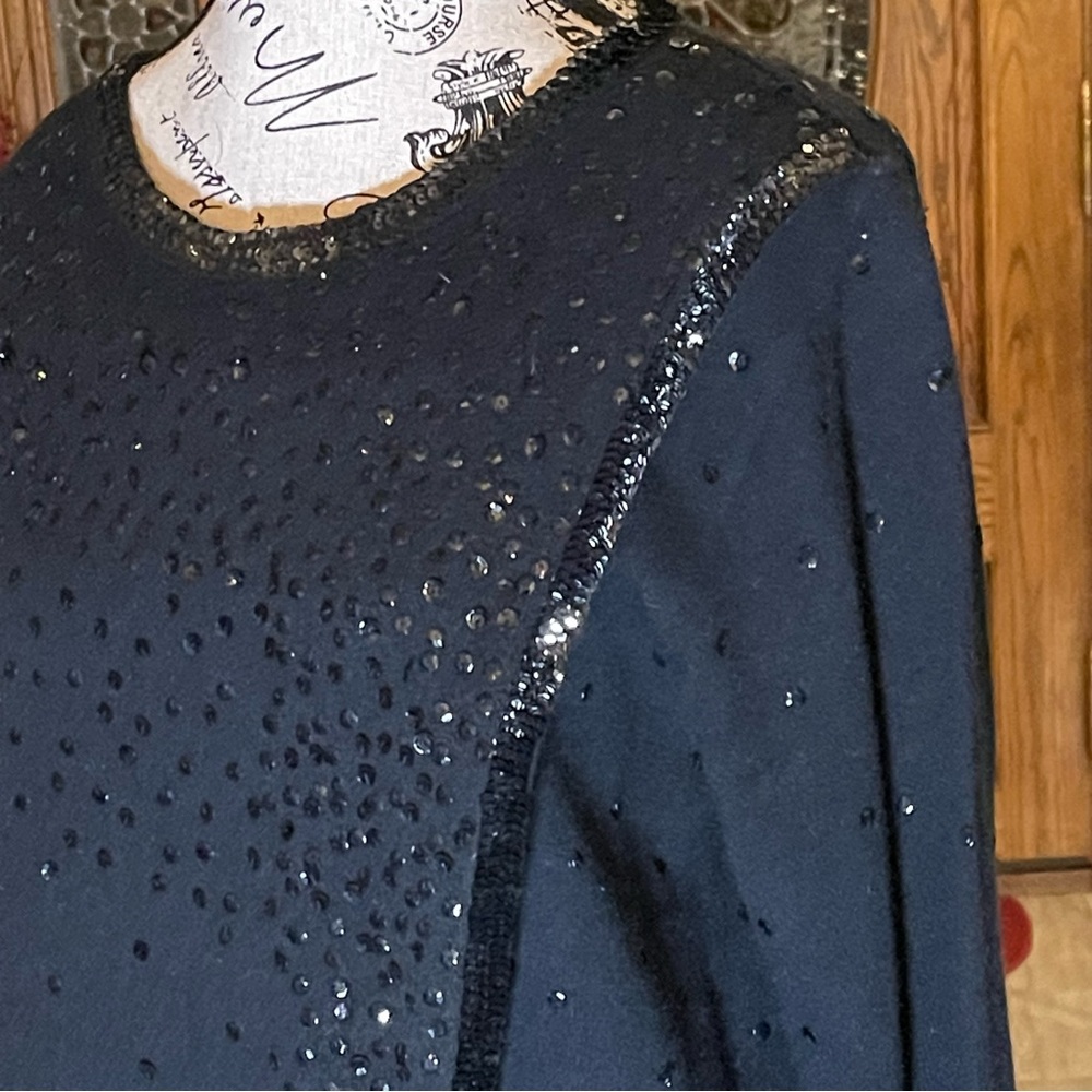 Vintage Outlander Black Sweater Dress with Sequins